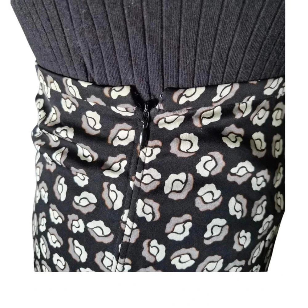 Diane von Furstenberg DVF Black White Floral Silk Jersey A-Line Skirt S890201G14